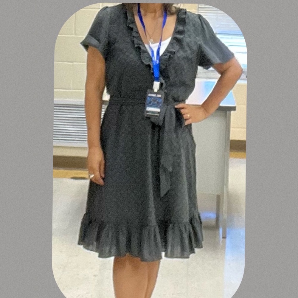EYELET LACE RUFFLE SURPLICE DRESS Grey Womens Large by Very J - Picture 4 of 5